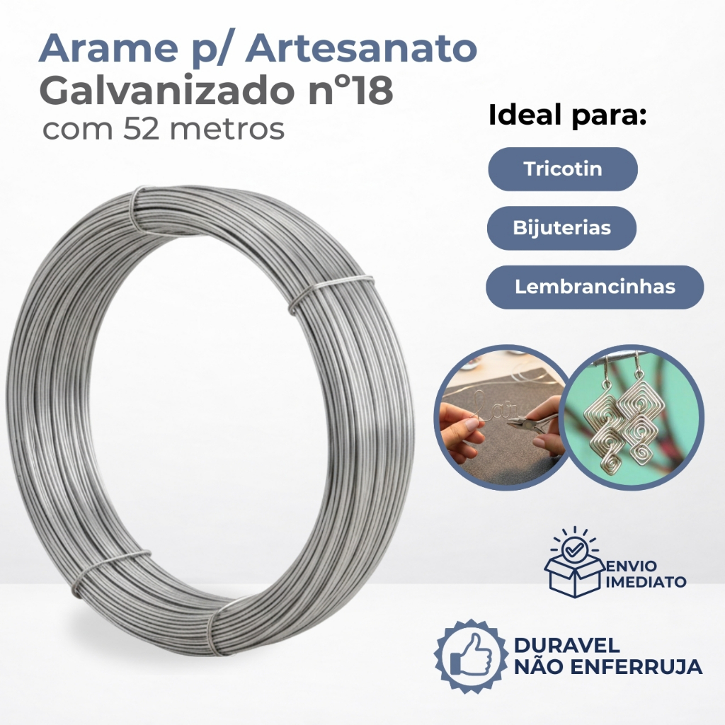 Arame para Artesanato Galvanizado nº18 com 52 metros Bijuterias Tiaras Trabalhos Manuais em Oferta na Shopee
