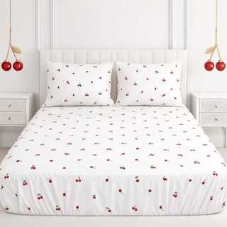 Jogo de Lençol Cerejinha 3 peças com elástico em Percal 180 Fios – 100% Algodão - Solteiro, Casal, Queem e King em Oferta na Shopee