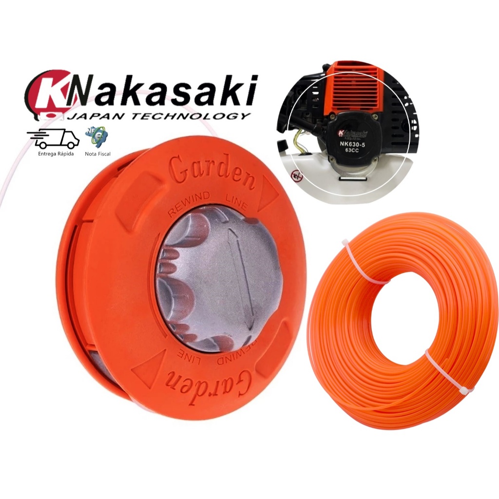 Carretel Nylon Automático Com Refil P/ Roçadeira Nakasaki 63cc 65cc 70cc 75cc / Pro e Multifuncional em Oferta na Shopee