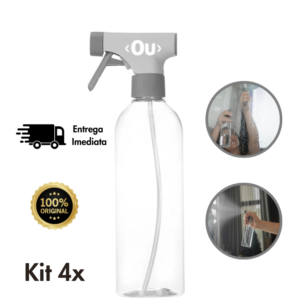Kit 1/2/3/4 Borrifador Multiuso OU Flow 500ml Cinza/Bege em Oferta na Shopee