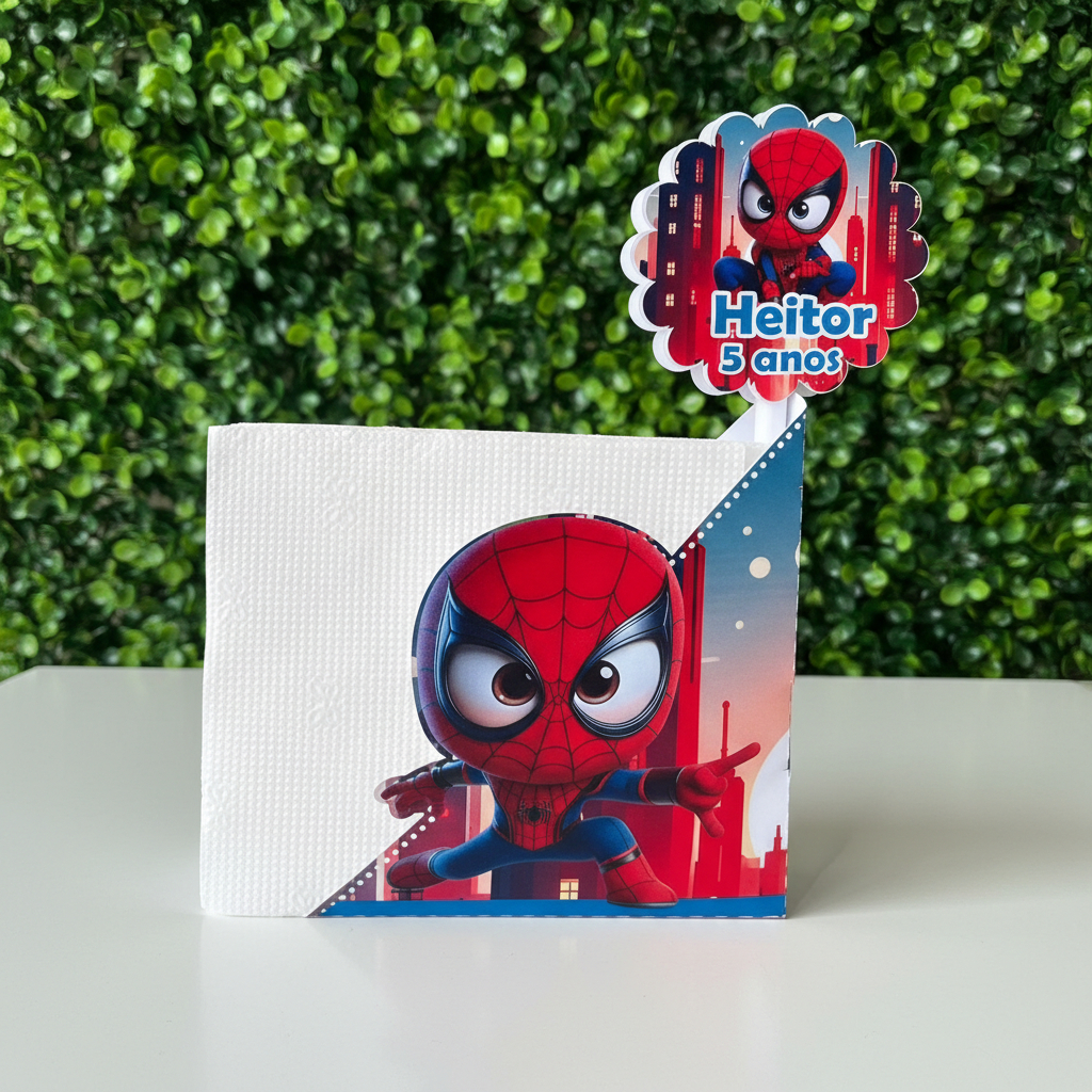 Kit Centro de Mesa Porta Guardanapo, Personalizado, Lembrancinha,Festa,  Homen Aranha