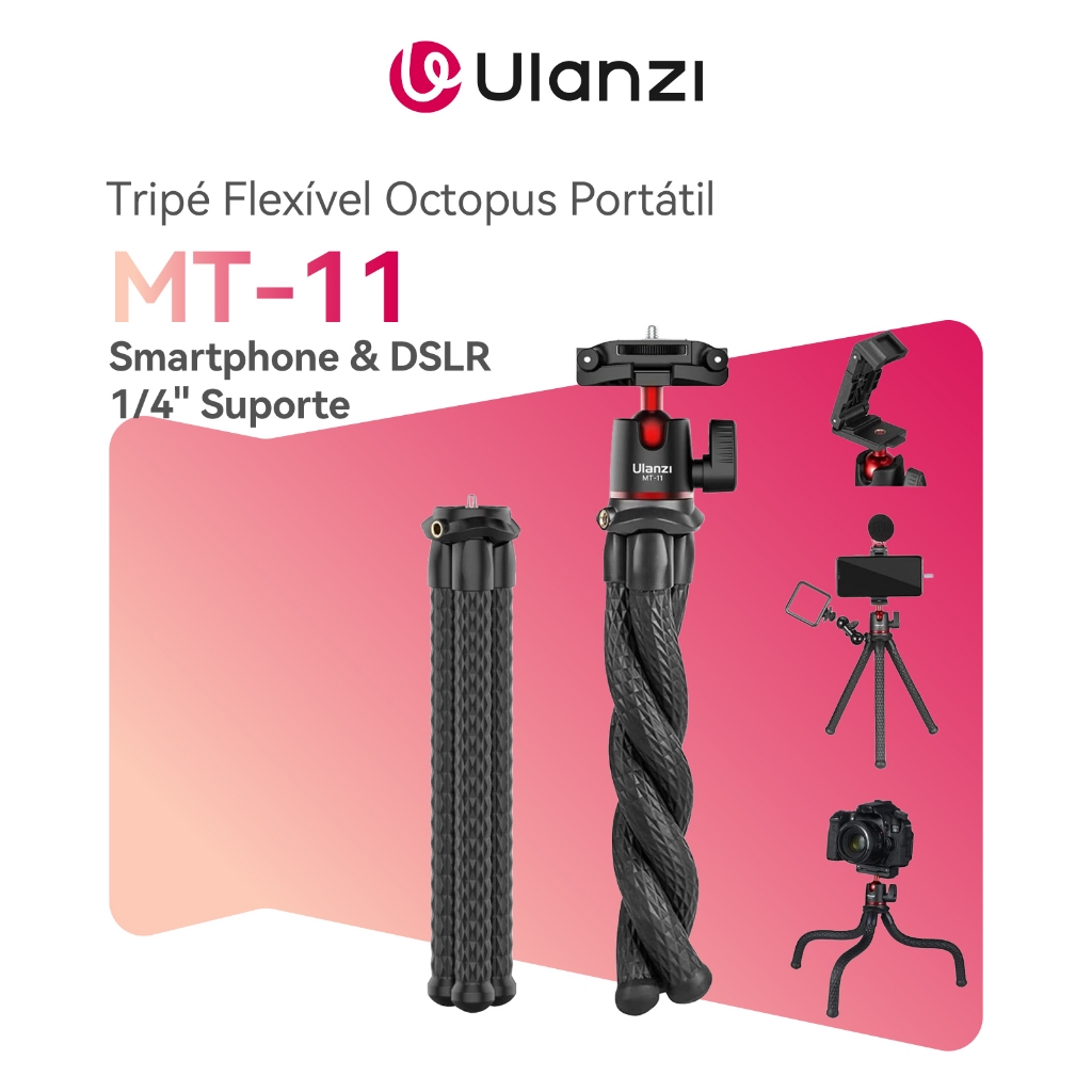 ULANZI MT-11 Tripé Flexível Octopus 360° Dobrável Portátil Para Smartphone E DSLR 1/4" Suporte