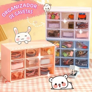 Organizador Mini Gaveteiro Com 6/9 Gavetas  Transparente Para Maquiagem/Joias/Papelaria em Oferta na Shopee