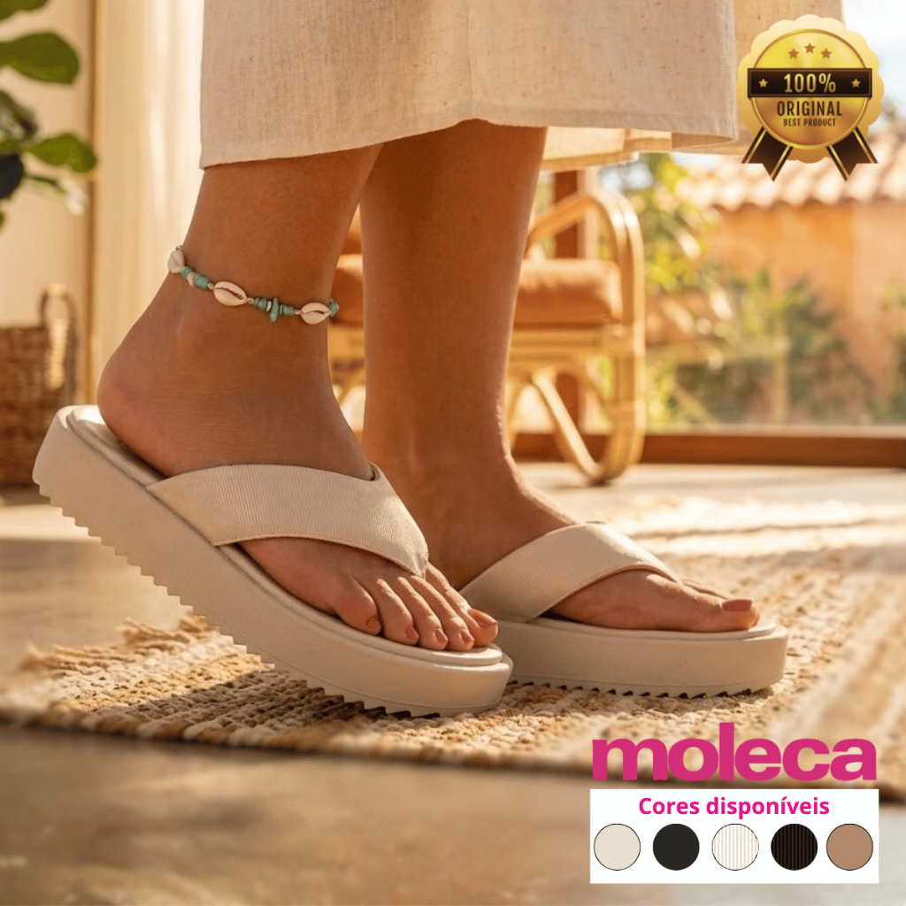 Sandália Moleca Feminina Papete Tamanco Chinelo Salto Moda Flatform Conforto Slide Casual Macia em Oferta na Shopee