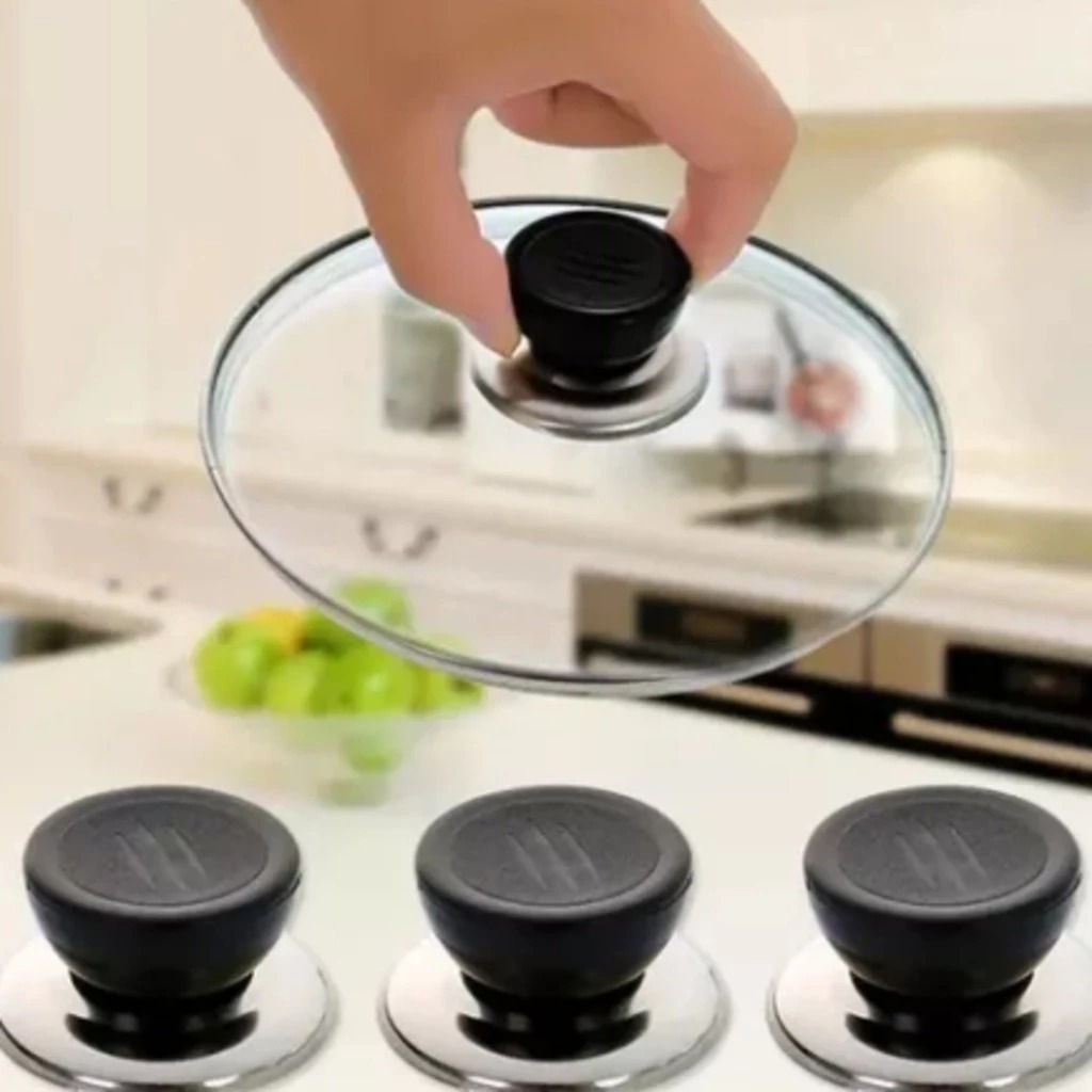 Conjunto 2 Pomel Pegador De Tampa Diâmetro 5,8cm Panela Aço Inox Baquelite Puxador-4423