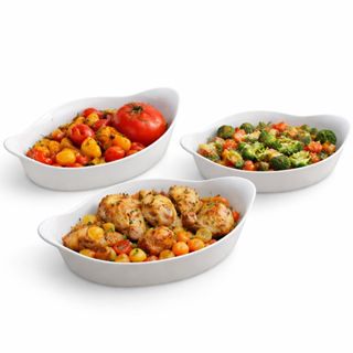 Jogo De Travessas Marinex 3 Peças Opaline Vidro Vai Ao Forno em Oferta na Shopee