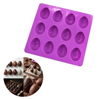 Forma de Silicone para Ovos de Páscoa Decorados - 12 Cavidades com Padrões Variados em Oferta na Shopee