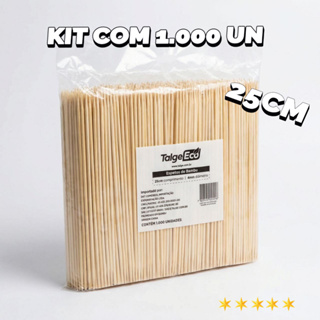 1.000 PALITO DE BAMBU ESPETO CHURRASCO 25cm PREMIUM - Kit 50 a 1.000 Unidades! em Oferta na Shopee