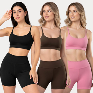 Conjunto Fitness academia short e top poliamida zero transparencia feminina em Oferta na Shopee