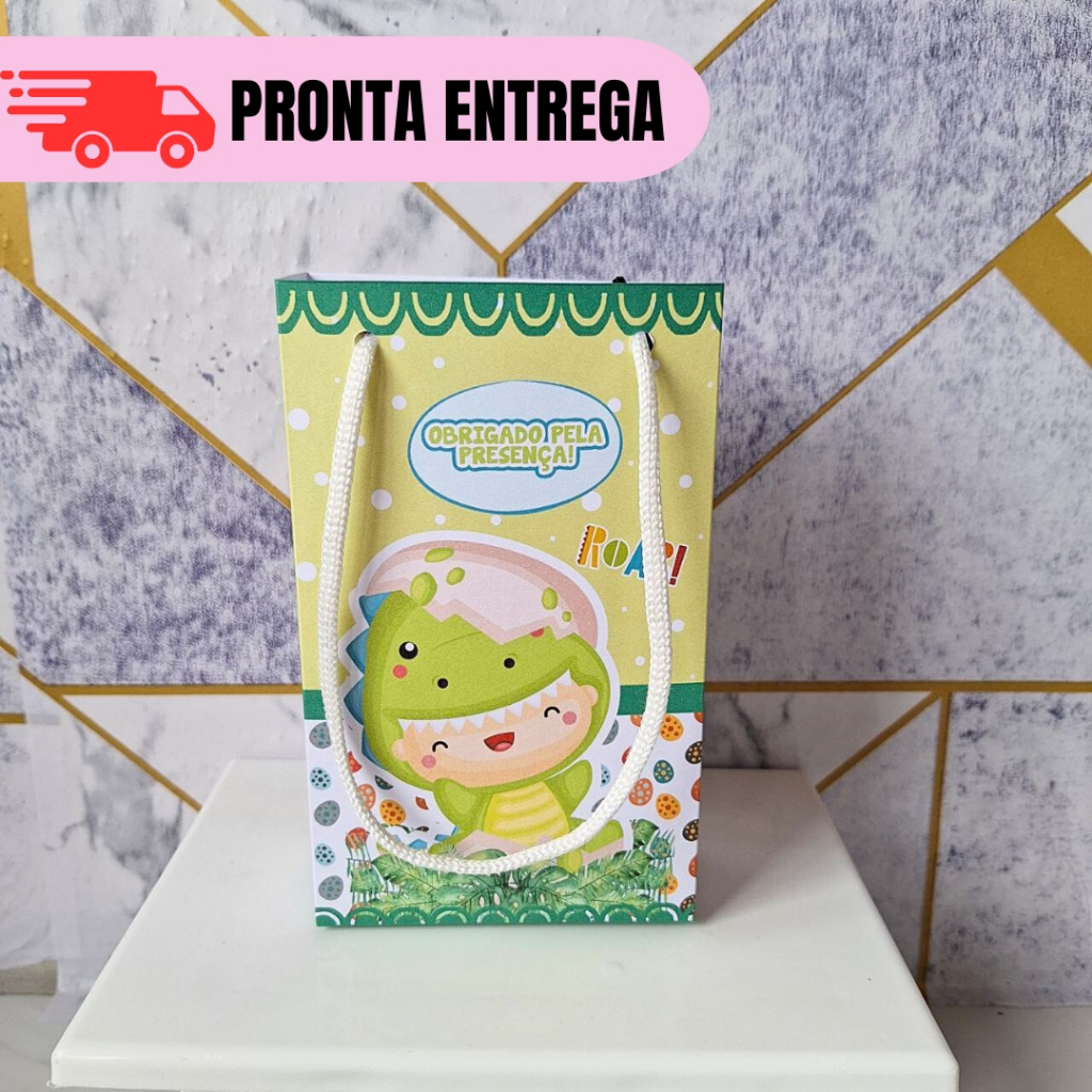 Kit 10 a 30 Sacolinhas Surpresa Personalizada Dinossauro Baby Lembrancinhas Festa Infantil Aniversário PEGUE E MONTE