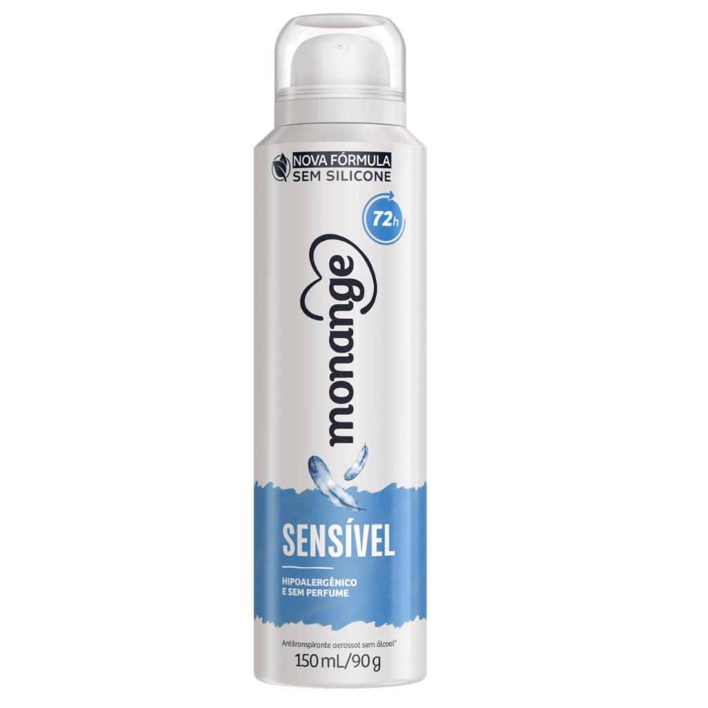 Desodorante Aerossol Antitranspirante Sensível Sem Perfume Monange Feminino 150Ml