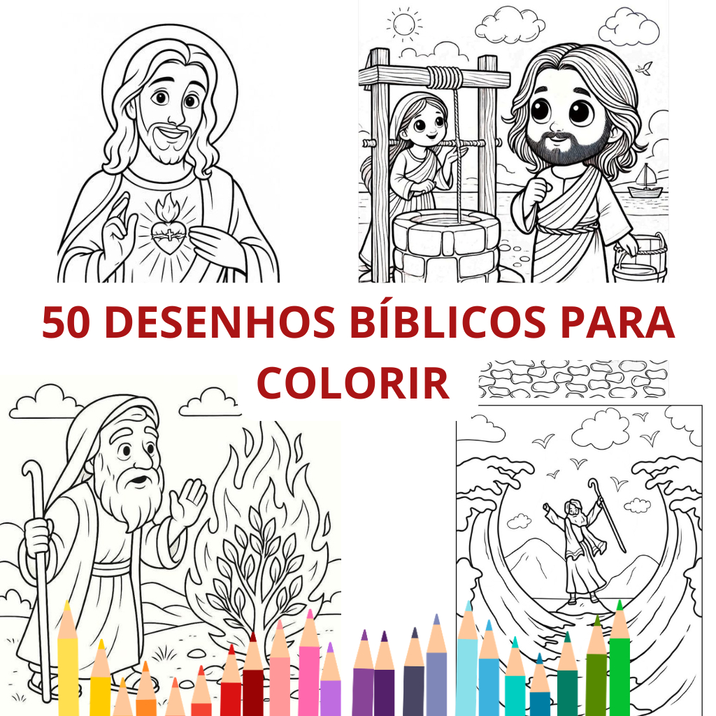 50 desenhos bíblicos para colorir | folhas soltas | Envio rápido