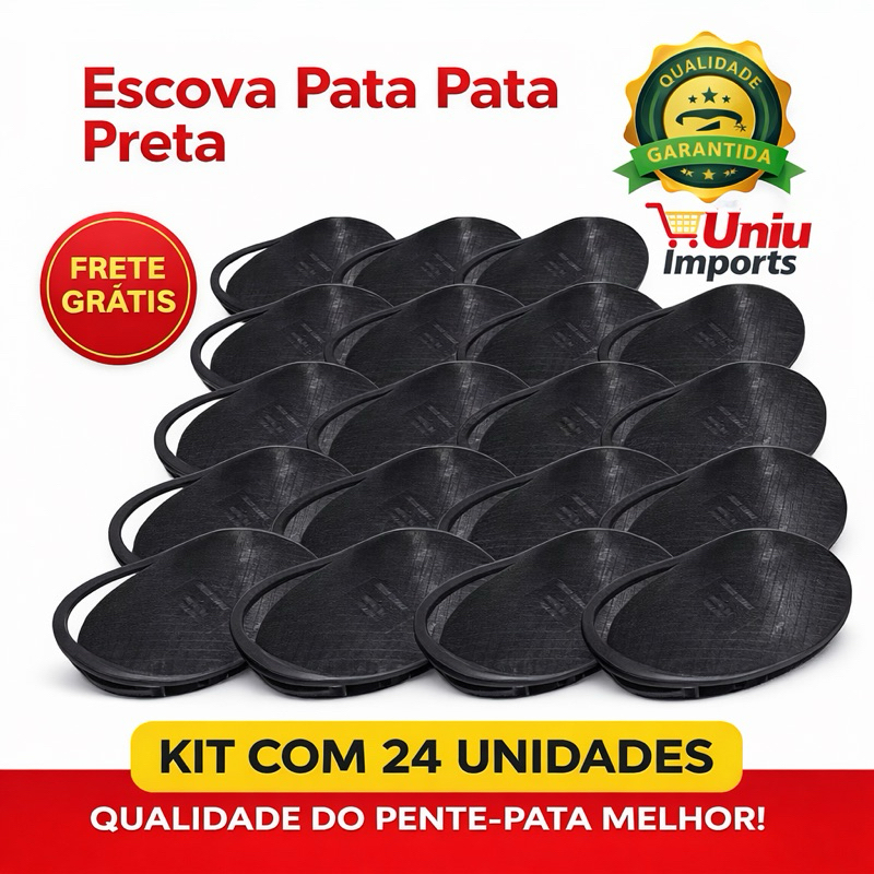 Kit 24 Escova pata preta Para Cabelos Crespos e Liso