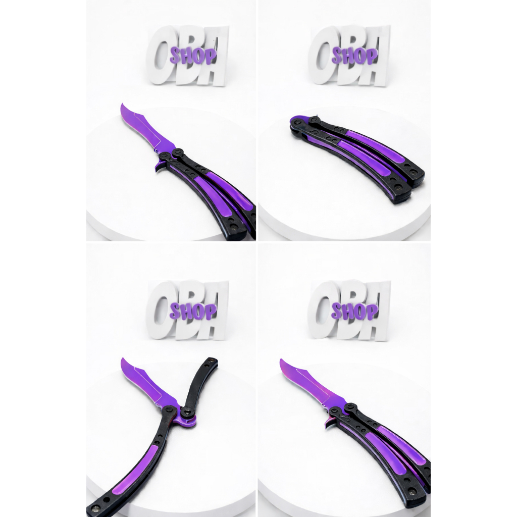 Faca Decorativa Faca Butterfly Ou Canivete Borboleta –30cm ROXO