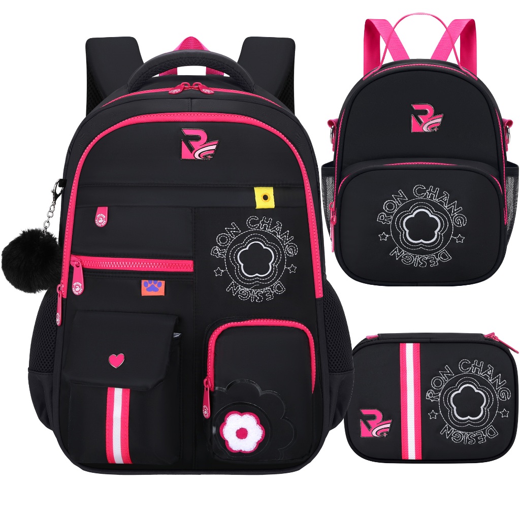 3 Kit Mochila Escolar Infantil Juvenil Feminina Impermeável Grande Capacidade com Lancheira e Estojo