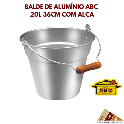 BALDE 20 LITROS 36cm ALUMÍNIO ABC COM ALÇA ENVIO IMEDIATO em Oferta na Shopee