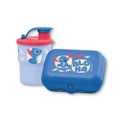 Kit Tupperware Copo Colors 225ml+Tupper Snack Stitch Ohana 2 peças