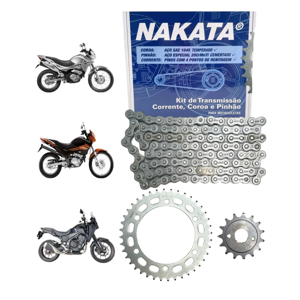 Kit Relação Transmissão Nx 400 Falcon 1999 2000 2001 2002 2003 2004 2005 2006 2007 2008 2009 Nakata