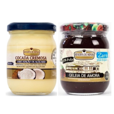 COMBO Cocada Cremosa Diet Zero Açúcar 210g  + Geléia de amora zero açúcar 200g