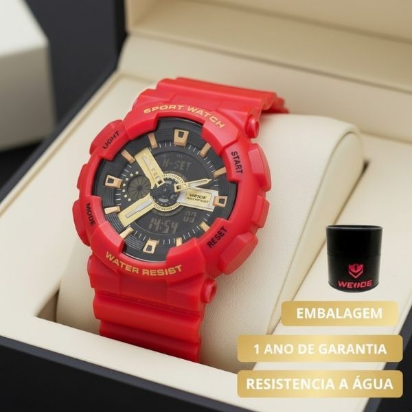 Relógio Masculino Weide AnaDigi WA3J8004 Natação, Original, Resistente a Agua 5atm, com Cronômetro