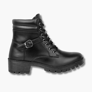 Bota Coturno Feminino Cano Baixo Tratorado Cano Medio Fivela Couro Ecologico