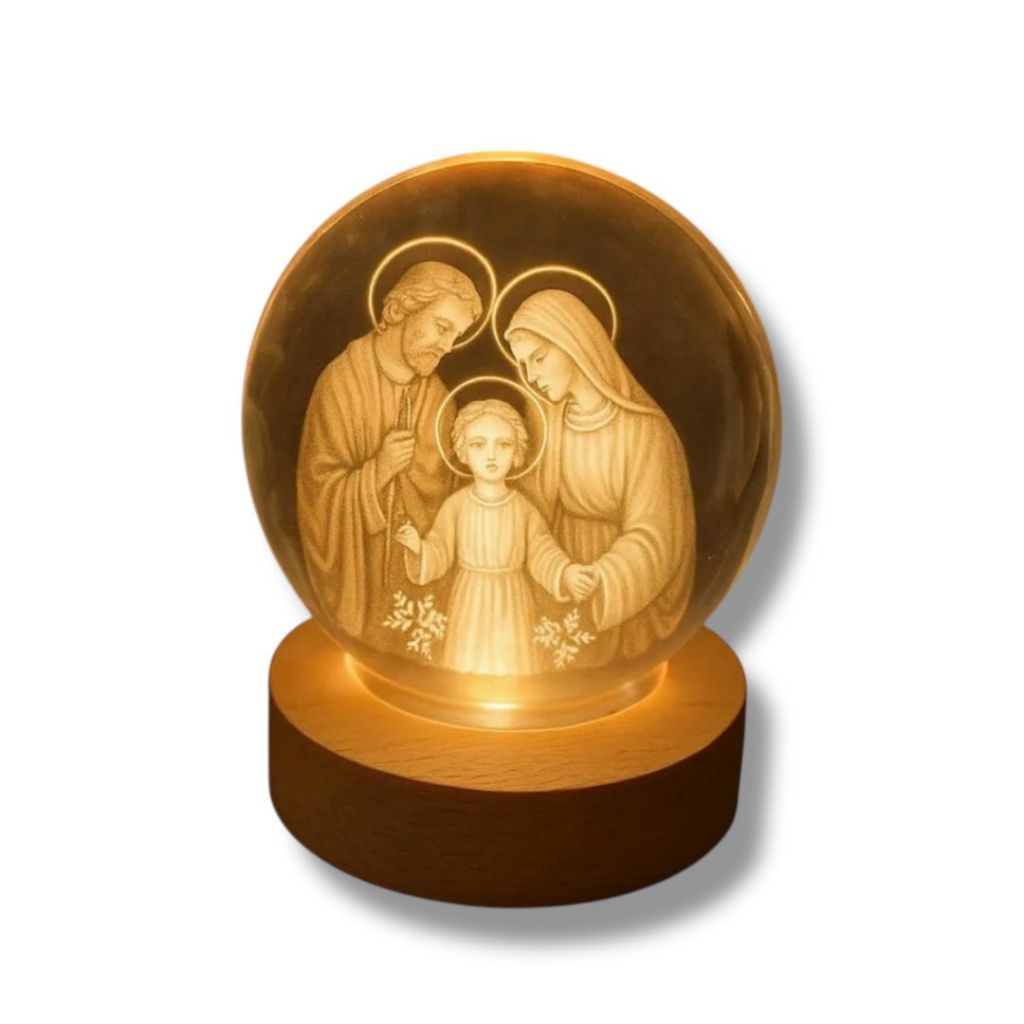 Luminária de Mesa Abajur Led Vidro 3D Religiosa Sagrada Família Decoração Sala Quarto em Oferta na Shopee