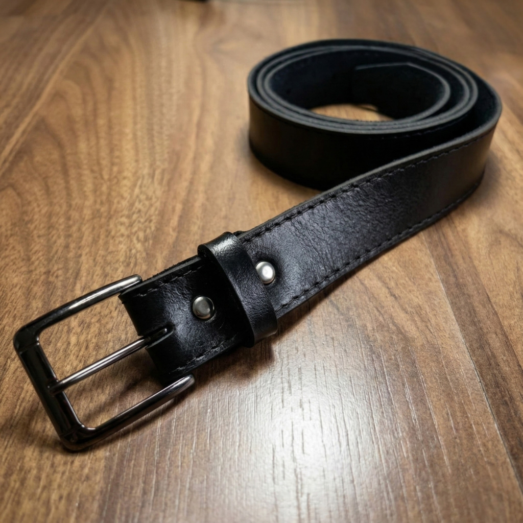 Cinto Masculino Couro 100% Couro Esporte Fino Prateado C/regulagem Preto Social Premium