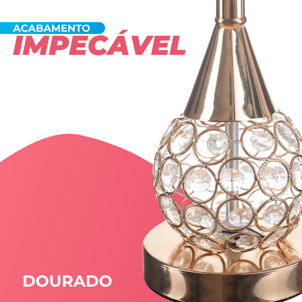 Abajur Luminaria Decorativo Quarto Sala Criado Mudo Cristal Com Led 42cm Tippi · foto 2
