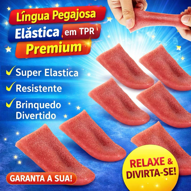 Língua Pegajosa Elástica TPR Premium Anti Stress Brinquedo Divertido