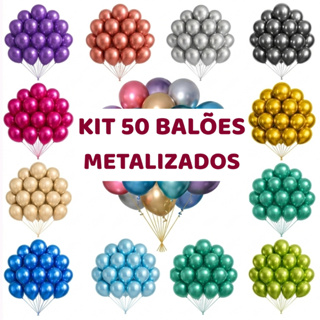 50 Bexiga Metalizada Cromadas Balão Nº 10 Decoração Festa Aniversário Casamento Evento Painel em Oferta na Shopee