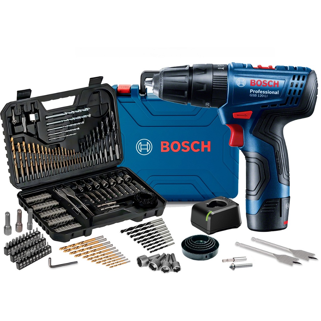 Parafusadeira Furadeira 60hz Bosch Gsb 120-li0 Bivolt Kit Ferramentas 103 Peças Bosch