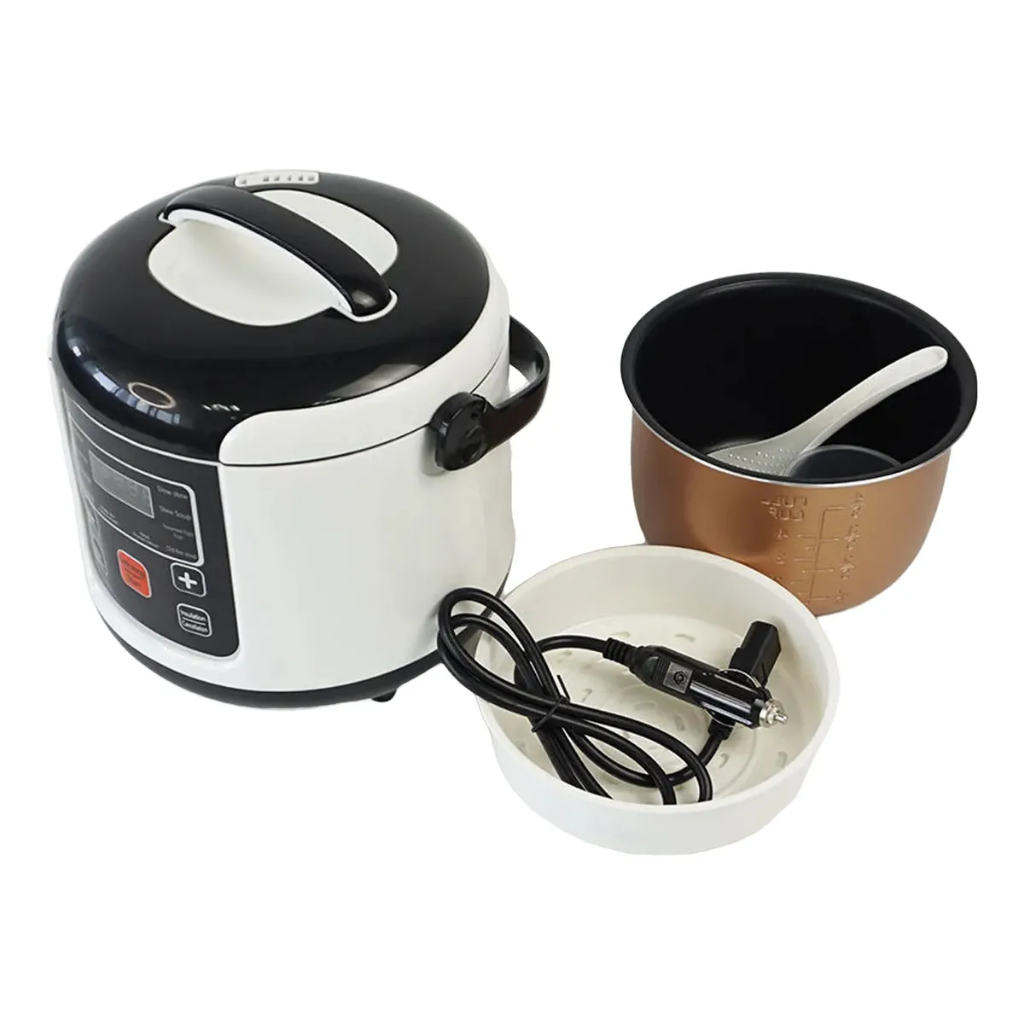Panela De Arroz Elétrica 12v 24v bivolt 2 Litros Para Carro Caminhão Preto