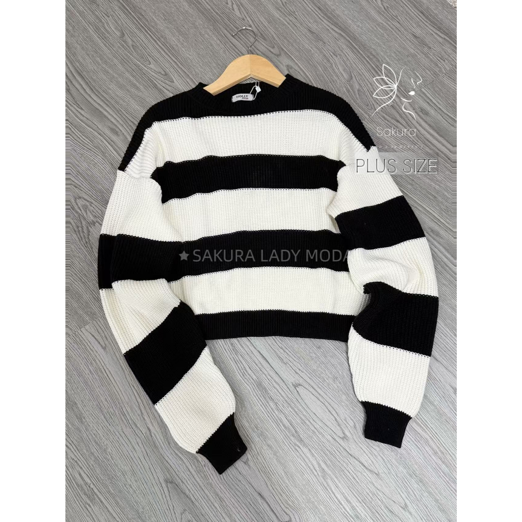 SAKURA LADY MODA sueter trico modal listado femenino,blusa cropped malha,super outono,inverno,ombro caido,gola redondo