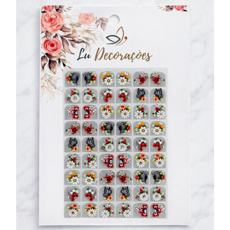 Adesivos de Unhas Lu Decorações - 54 Exclusivos e Cortados - Fácil Aplicação com Base/Brilho REF:38 em Oferta na Shopee