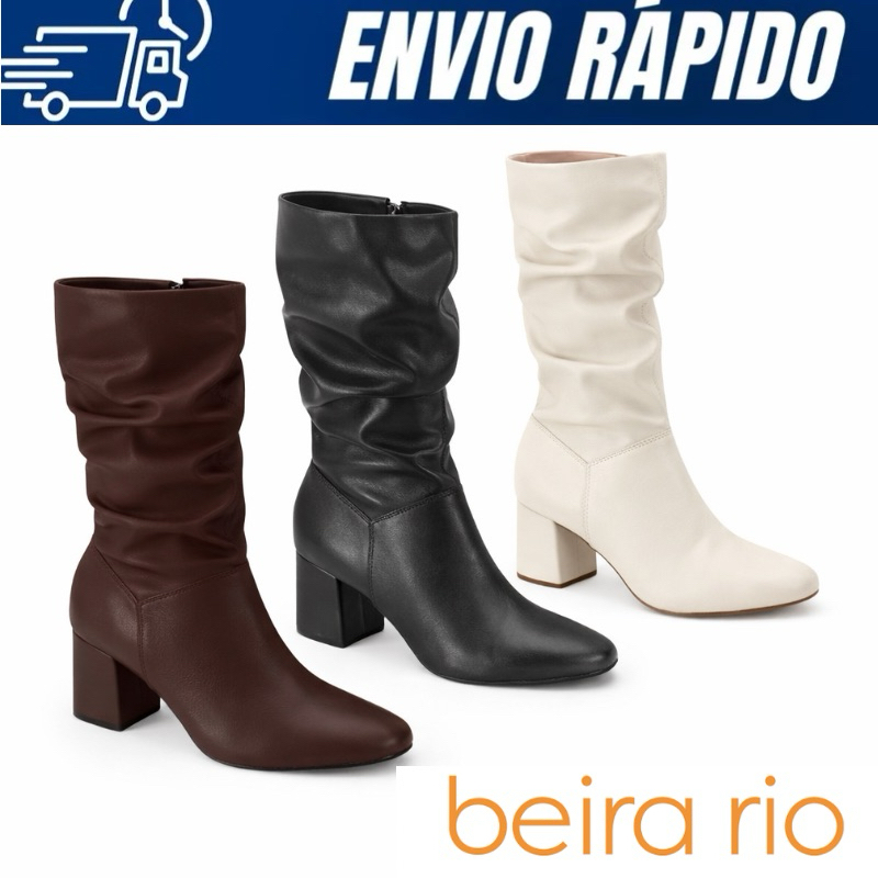 Bota Feminina Beira Rio Panturrilha Cano Médio Salto Grosso 9076102