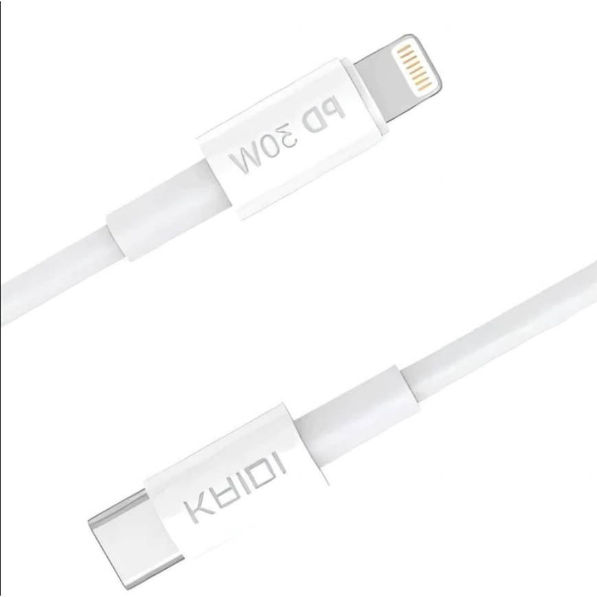 Cabo de Dados de 2 metros Carregador KAIDI Carregamento Rápido PD 60W C/tipo-C ou 30W Lightning CABO DE 2 METROS