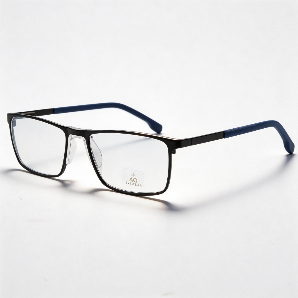 Armação Óptica Masculina Metal Ultra Fina Retangular Leve Estilo Minimalista 55-16-138 AQ240702