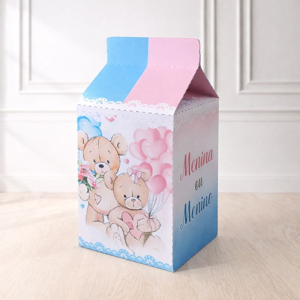 10 Caixa Milk Chá Revelação Personalizadas Menino ou Menina - Lembrancinha Ursinho