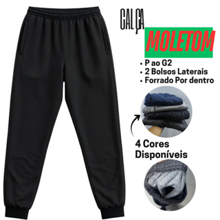 Calça Moletom Adulto Unissex Tecido forrado 2 bolsos laterais 4 cores disponíveis Frio versátil Grosso Envio imediato em Oferta na Shopee