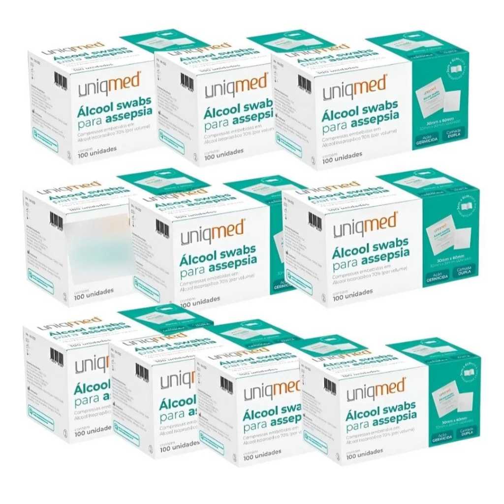 Álcool Swab 70% Saches Lenços Umedecidos 100un - Uniqmed em Oferta na Shopee