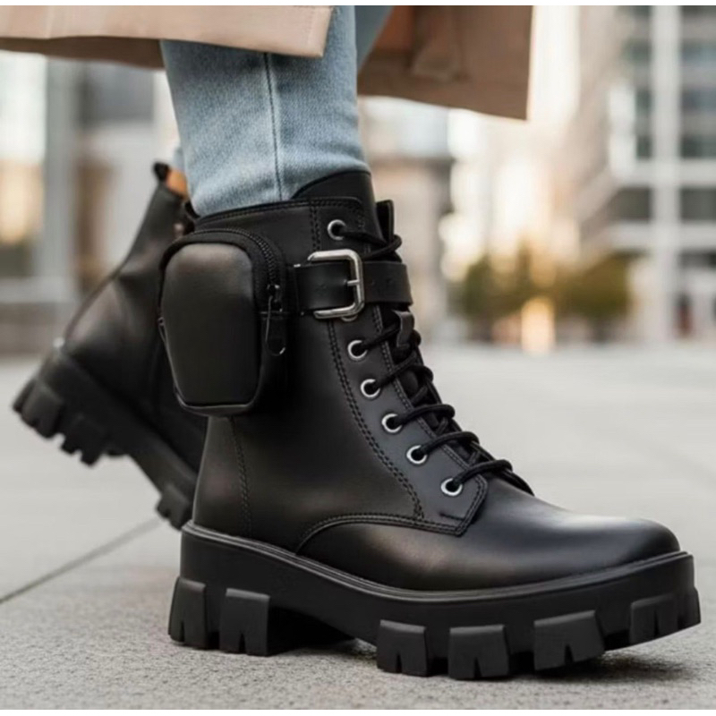 Coturno Sola Tratorada Militar Cano Baixo Bag Bolsinha Removível 34 Ao 40