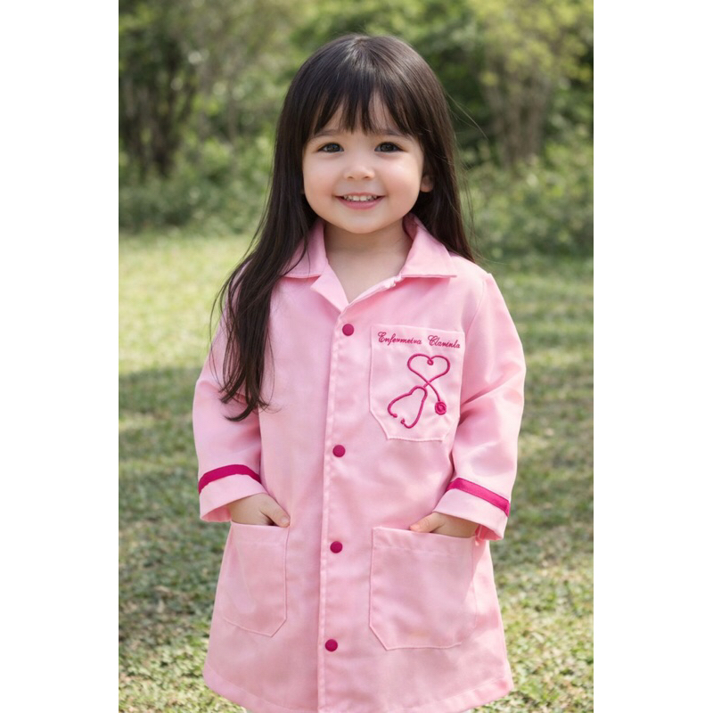 Jaleco Infantil Personalizado Rosa