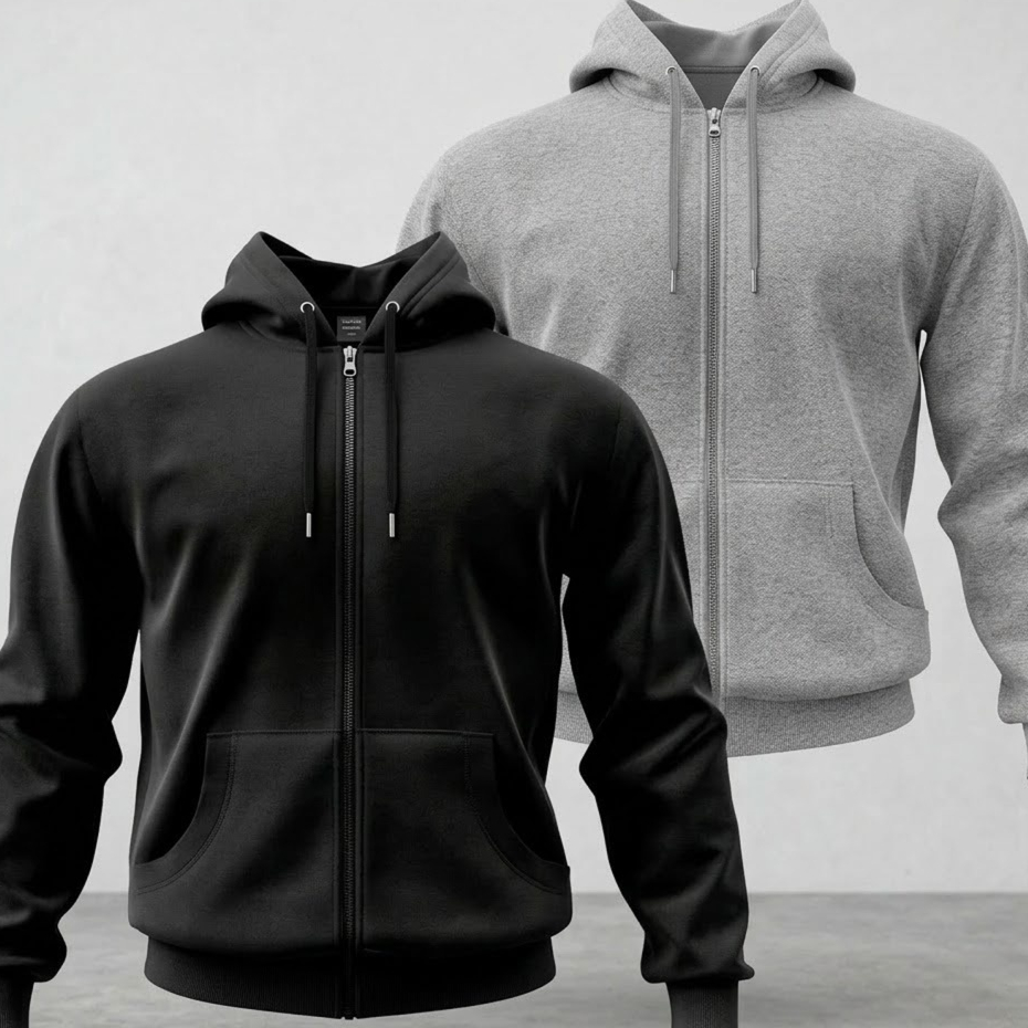 Kit 2 Moletons Masculinos Feminino Casaco Aberto Com Zíper Capuz Confortável Quentinho Premium