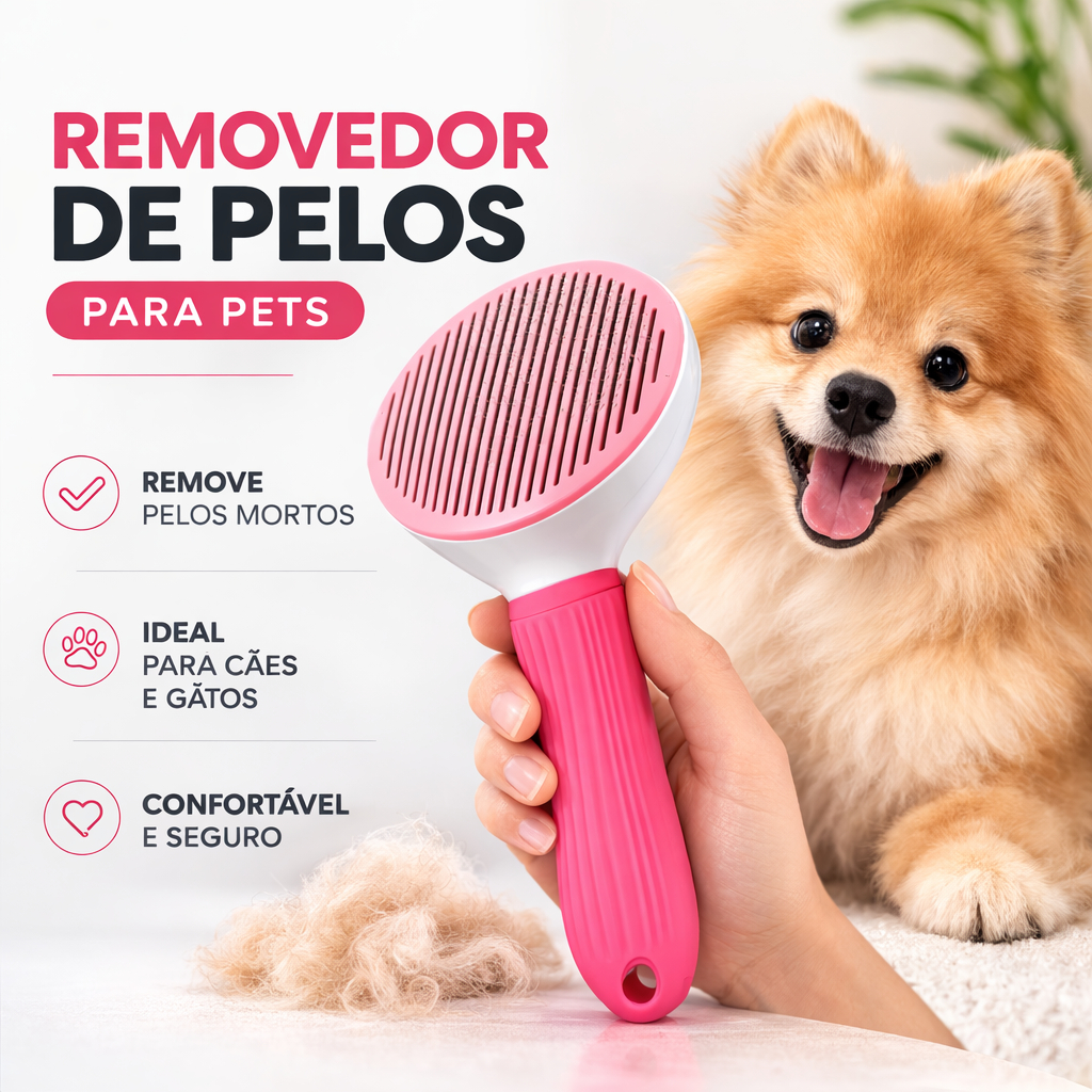 Escova Pet Automática Rasqueadeira Tira Pelos Gatos e Cães Animais Limpeza Rápida