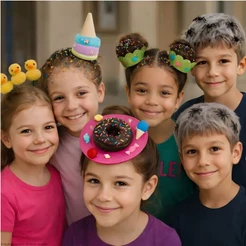 Dia Cabelo Maluco Acessório Enfeite Penteado Infantil Tinta Aranha Patinho Sorvete Cookies
