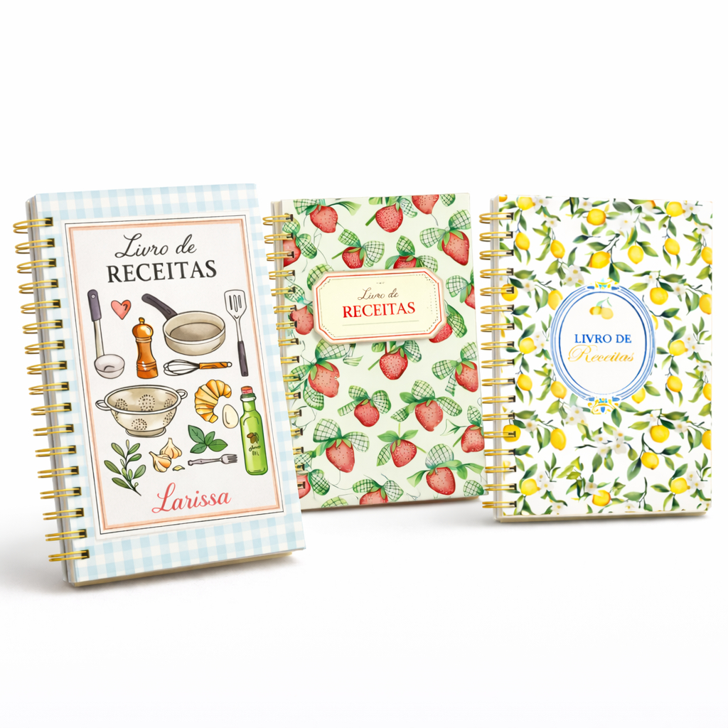 Livro de Receitas Inteligente Personalizado com Nome Capa Dura 100 Folhas Caderno Receita em Oferta na Shopee