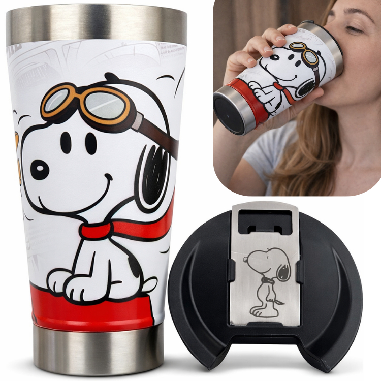 Copo Térmico 500ml Aço Inox Snoopy 360 Gravado UV  Mantém Bebida Gelada Alta Qualidade Premium em Oferta na Shopee