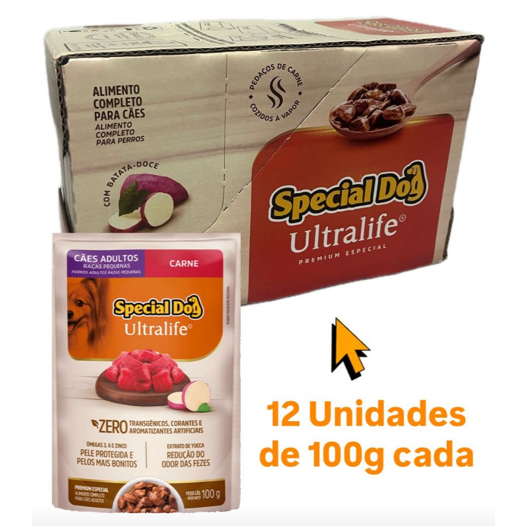 Sachê Special Dog Raças Pequenas Carne 100g Caixa C/12 Unidades