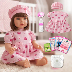 Bebê Reborn Boneca Realista Menina 100% Silicone Pode Dar Banho