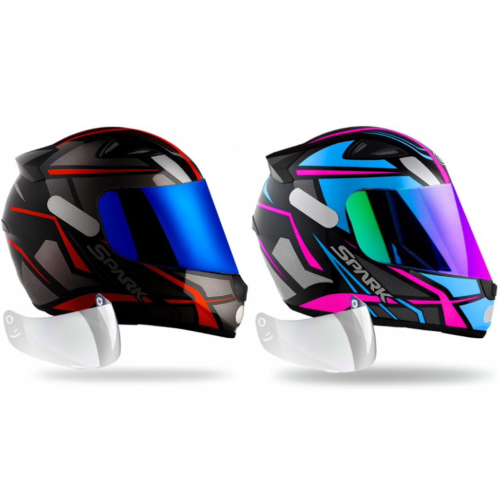 Kit Capacete Casal Ebf Vermelho Tiffany C/viseira Espelhada